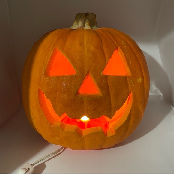 Vintage 1993 Trendmasters Light Up Lighted Pumpkin Jack O Lantern Foam Mold - Picture 8 of 8